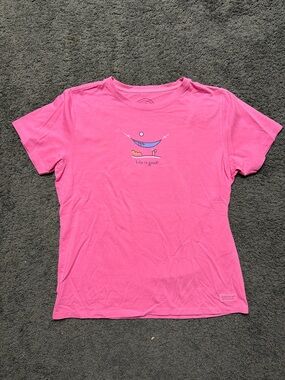 Life Is Good Women's Hot Pink Short Sleeve Graphic Tee